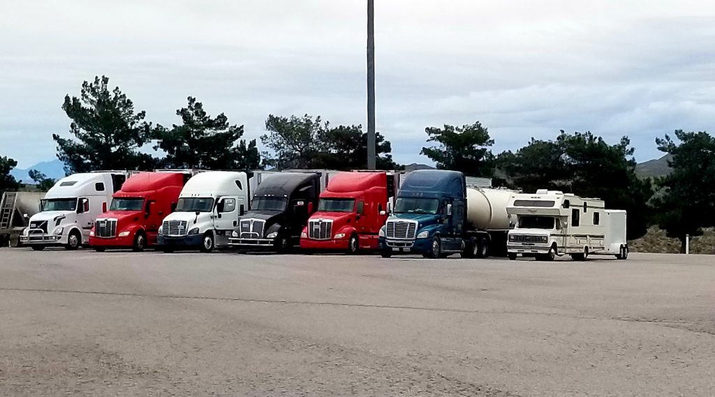 Trucking! Truck Stop Parking! Patriotic Red, White and Blue!